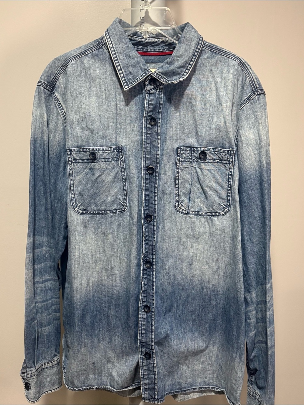 Fat Face Mens XL Denim Button Down Shirt Long Sleeve Front Pockets Western